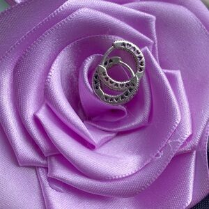 Pandora Silver Heart Cutout Earrings